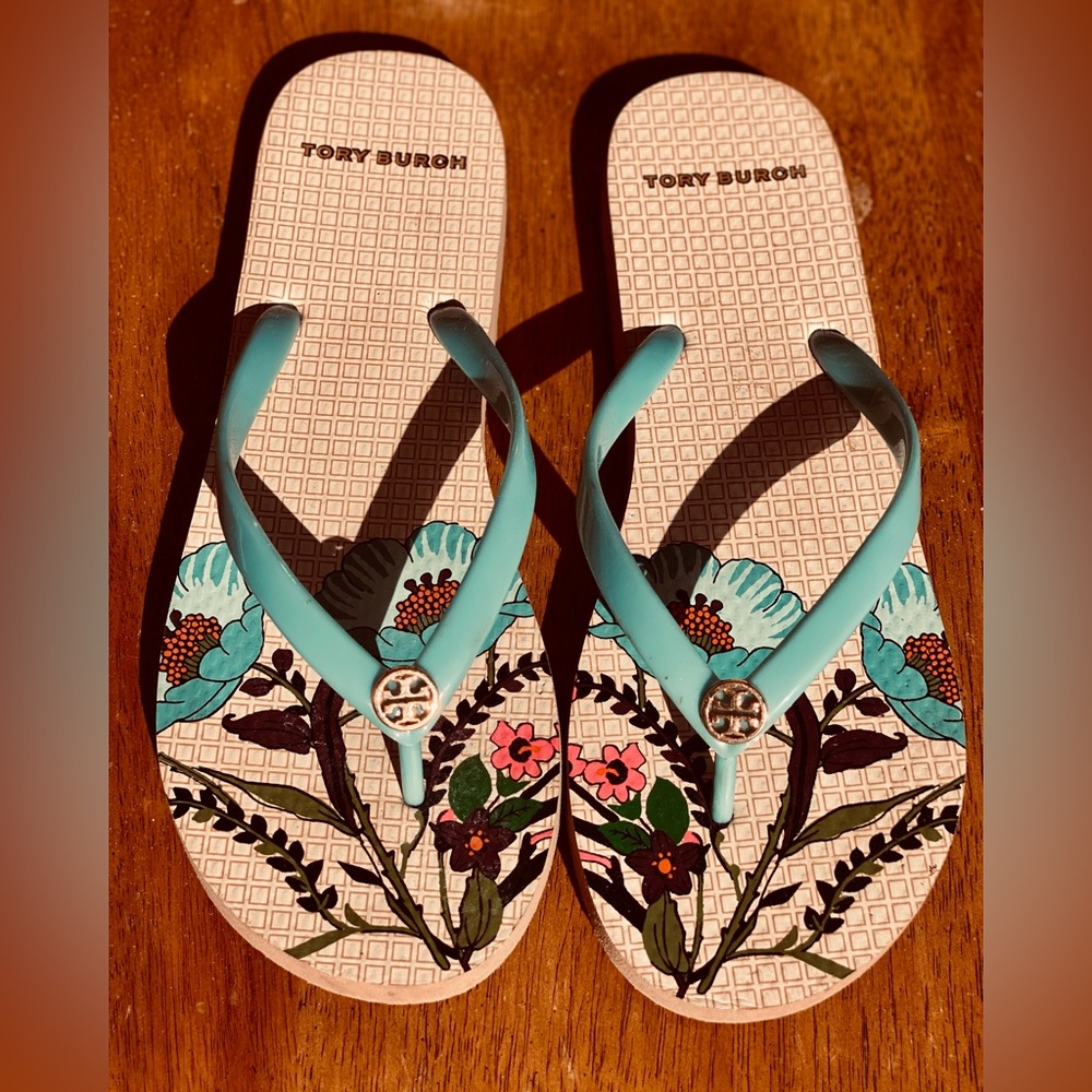 Cute Tory Burch sandals, discontinued print.